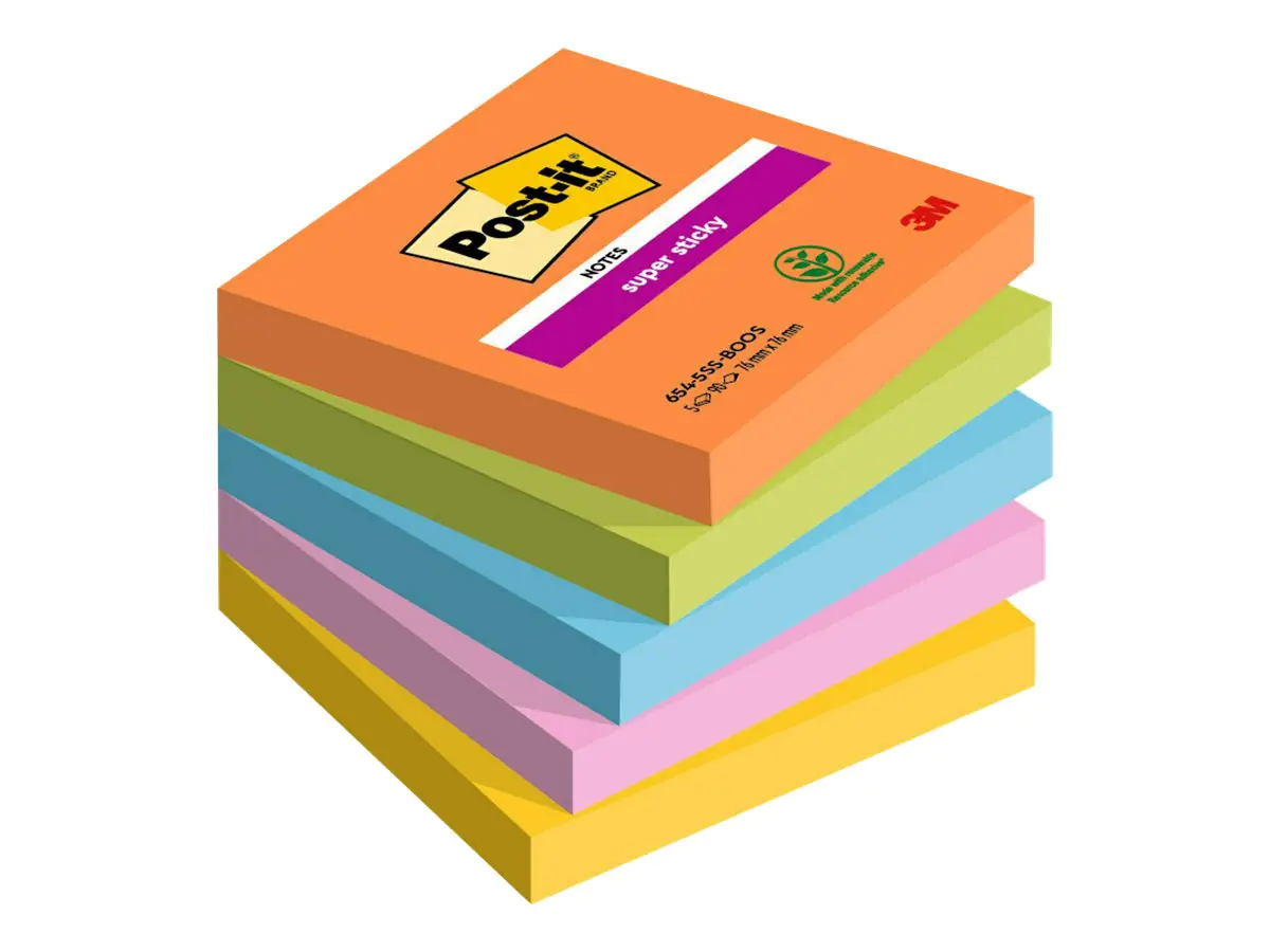 3M Post-it Super Sticky 654-5SS-BOOS - Notizen - 76 x 76 mm - 450 Blatt (5 x 90) 7100258933