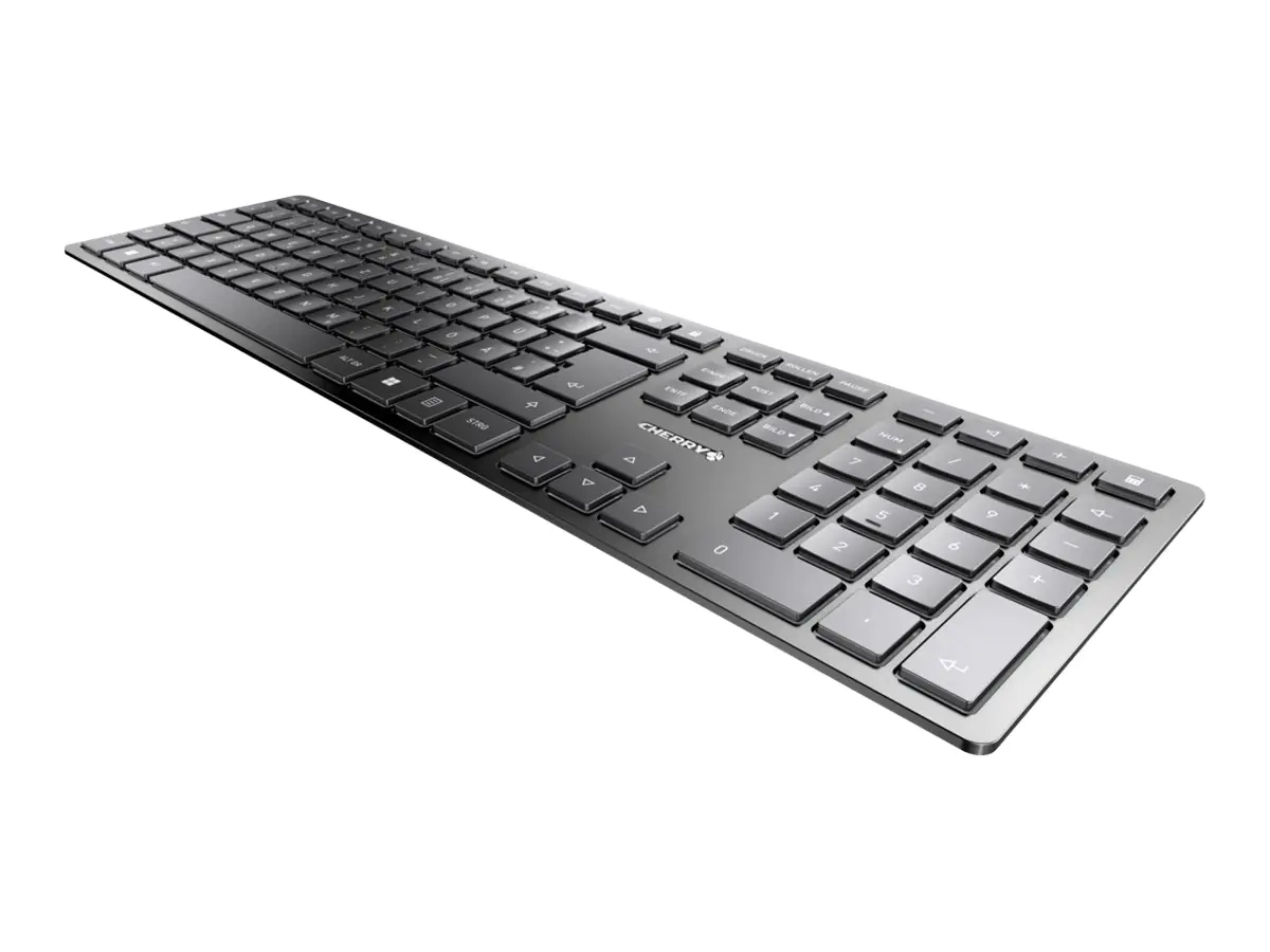 CHERRY KW 9100 SLIM - Tastatur - kabellos - 2.4 GHz, Bluetooth 4.0 - QWERTZ - Deutsch - Tastenschalter: CHERRY SX - Schwarz, Silber