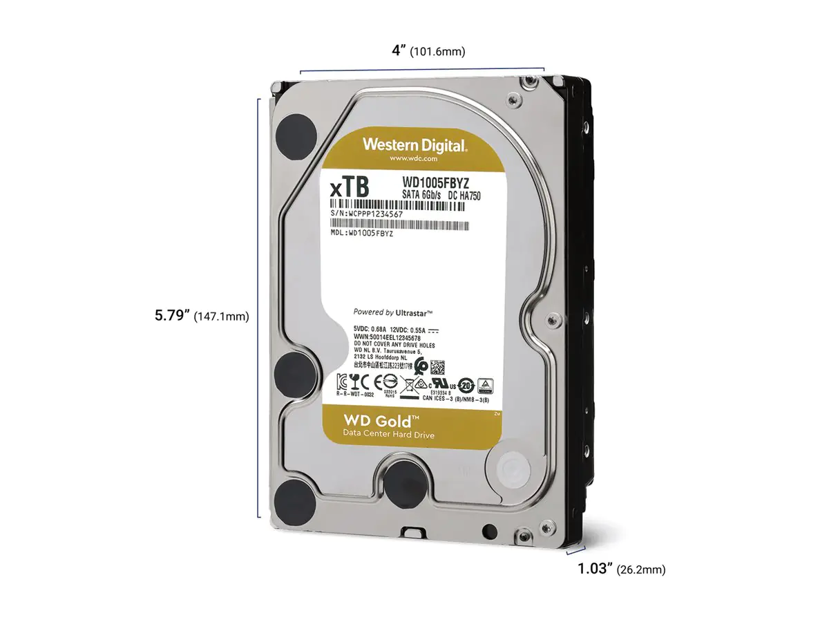 WD Gold WD203KRYZ - Festplatte - Enterprise - 20 TB - intern - 3.5" (8.9 cm)