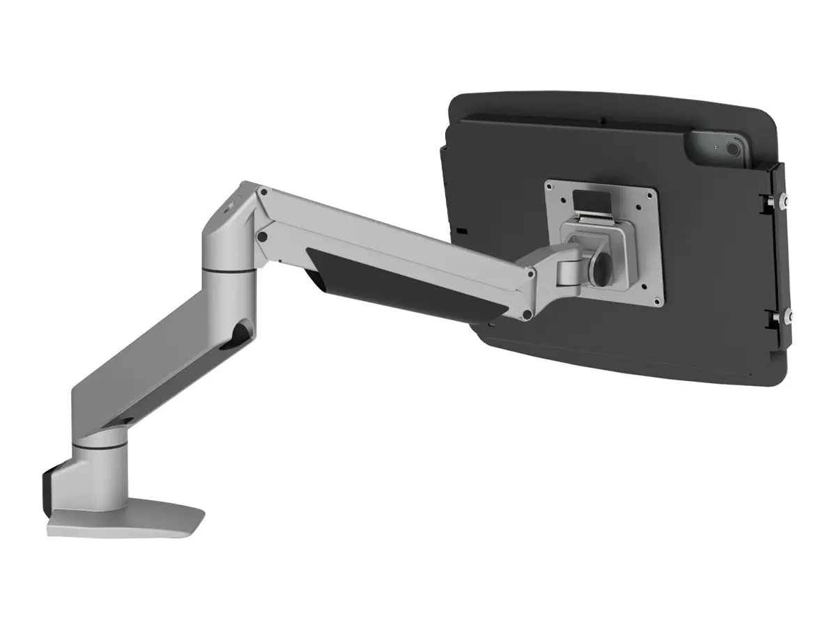 Compulocks iPad Pro 12.9" (3 - 6th Gen) Space Enclosure Articulating Arm Mount - Befestigungskit (Gelenkarm, Gehäuse) - für Tablett - verriegelbar - hochwertiges Aluminium - Schwarz, Silber - Bildschirmgröße: 32.8 cm (12.9") - Tischmontage - für Apple 12.