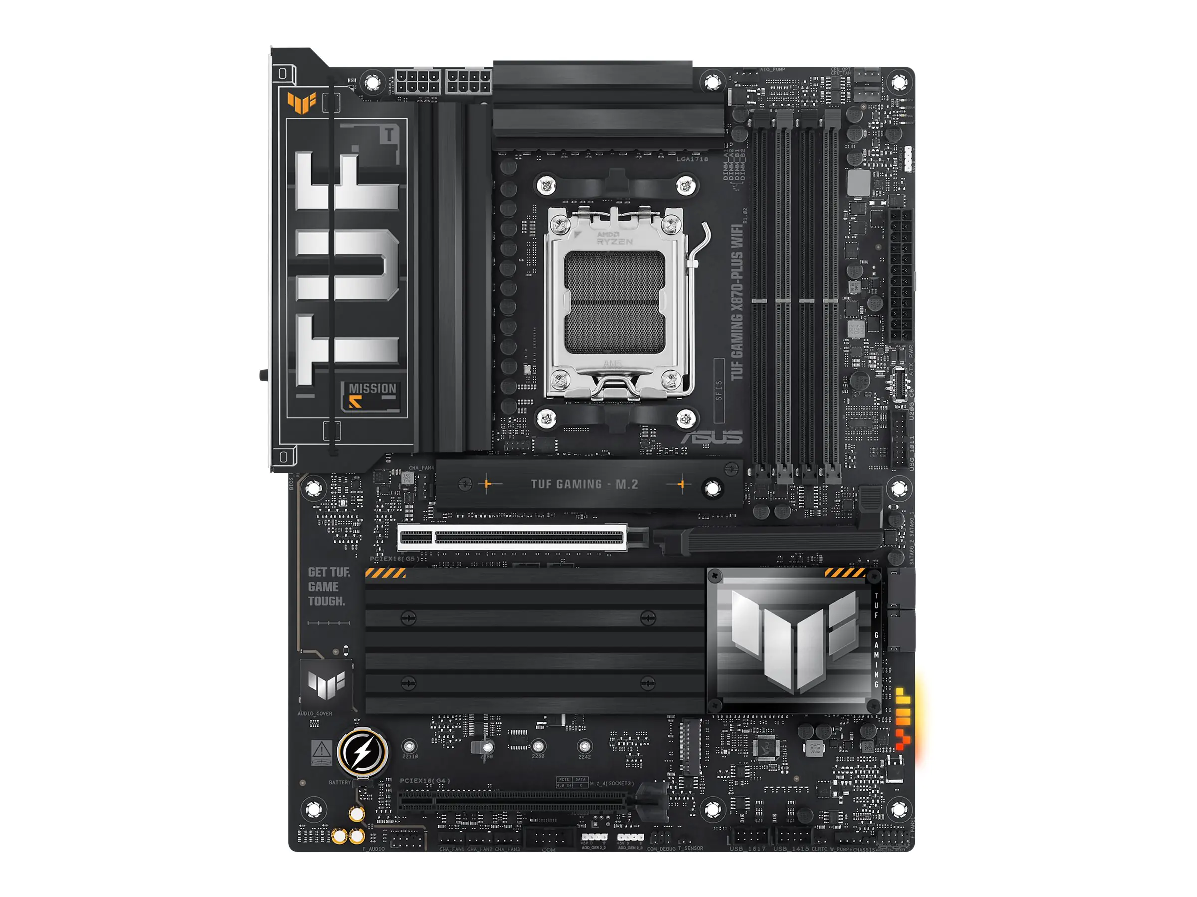 ASUS TUF GAMING X870-PLUS WIFI - Motherboard - ATX - Socket AM5 - AMD X870 Chipsatz - USB4, USB-C 3.2 Gen 2x2, USB 3.2 Gen 2, USB 3.2 Gen 1 - Wi-Fi 7, 2.5 Gigabit LAN, Bluetooth - Onboard-Grafik (CPU erforderlich) 90MB1IU0-M0EAY0