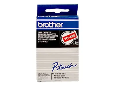 Brother TC495 - 9 mm x 7.7 m - Weiß auf Rot