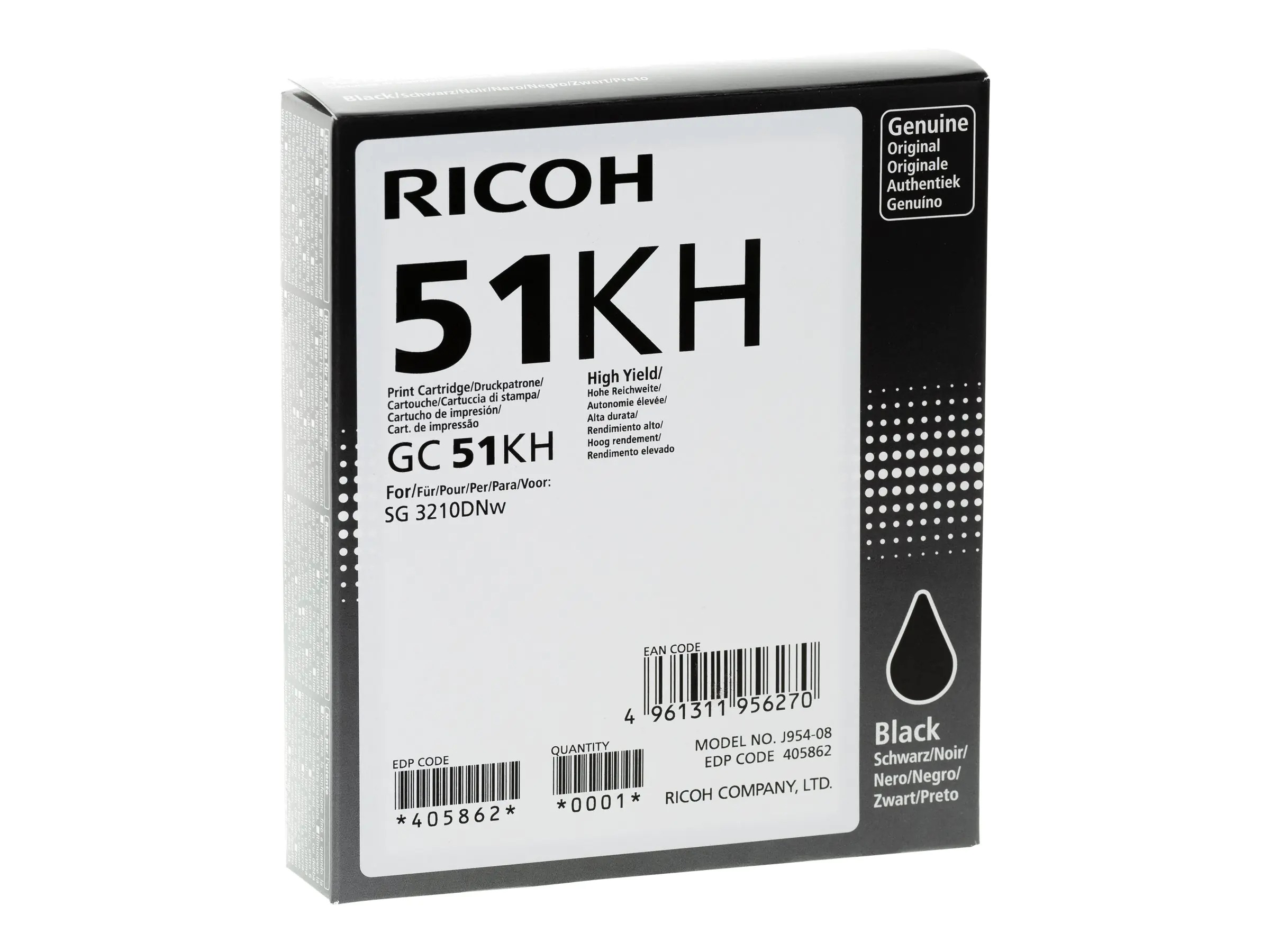 Ricoh GC 51KH - Hohe Ergiebigkeit - Schwarz - Original - Tintenpatrone - für Ricoh SG 3210DNw