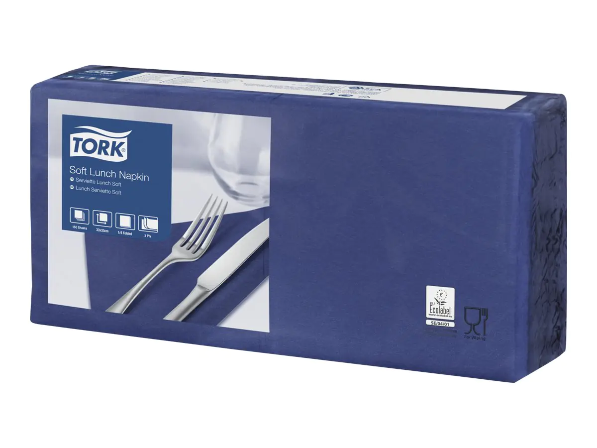 TORK Serviette - Grösse 33 x 33 cm - Einweg - Mitternachtsblau (Packung mit 150) 477412