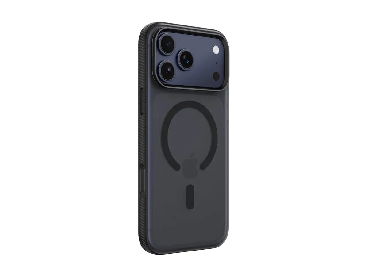 Belkin SheerForce Grip Series - Hintere Abdeckung für Mobiltelefon - MagSafe-Kompatibilität - aus recycelten Materialien hergestellt - Schwarz - für Apple iPhone 17 Pro Max