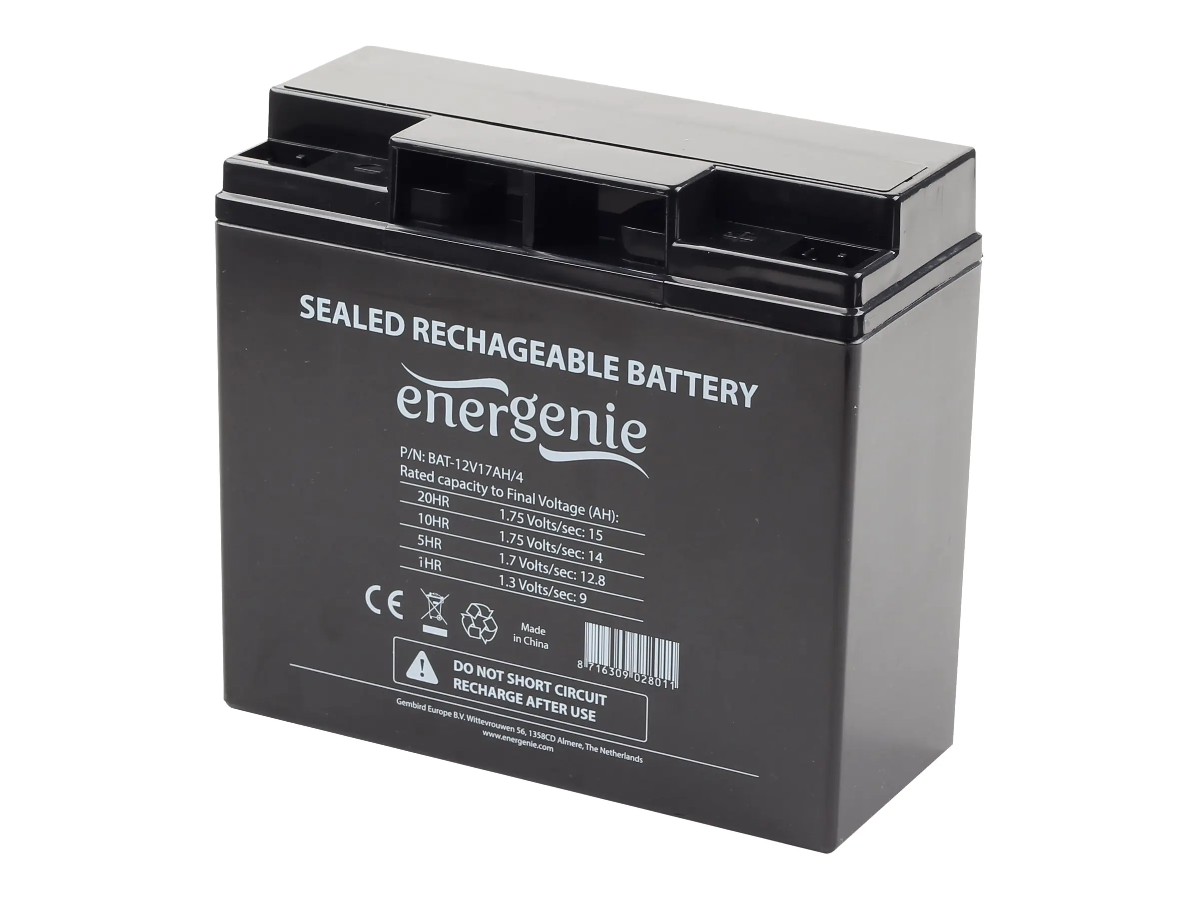Gembird BAT-12V17AH/4 - USV-Akku - 1 x Batterie