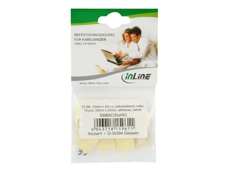 InLine Befestigungssockel für Kabelbinder - 20x20mm - selbstklebend - 10 Stück
