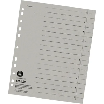 Falken Trennblatt DIN A4 Manilakarton grau schwarz Falken Trennblatt DIN A4 Manilakarton grau schwarz