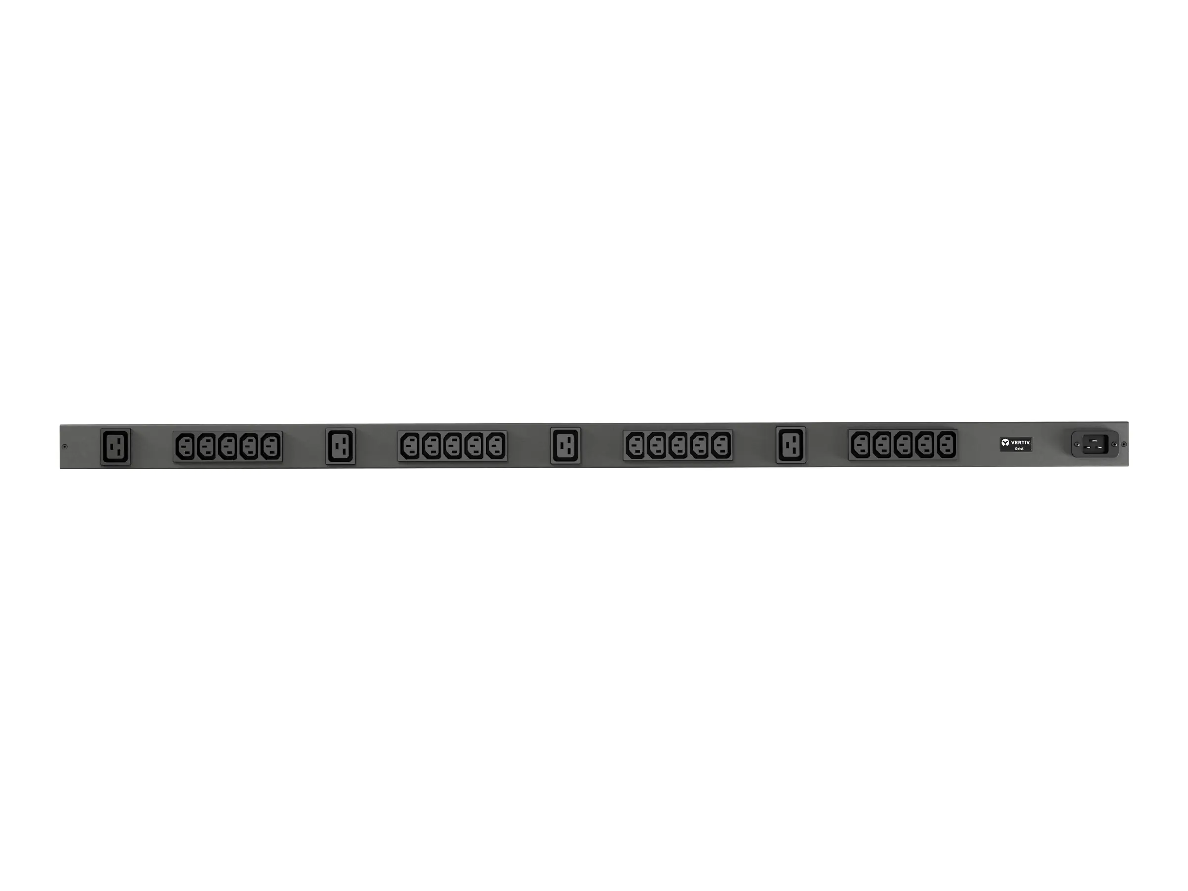 Vertiv Geist Basic VP7552 - Stromverteilungseinheit (Rack - einbaufähig) - Wechselstrom 230 V - 3.6 kW - Eingabe, Eingang IEC 60320 C20 - Ausgangsanschlüsse: 24 (20 x IEC 60320 C13, 4 x IEC 60320 C19) - 0U - schwarze Pulverbeschichtung