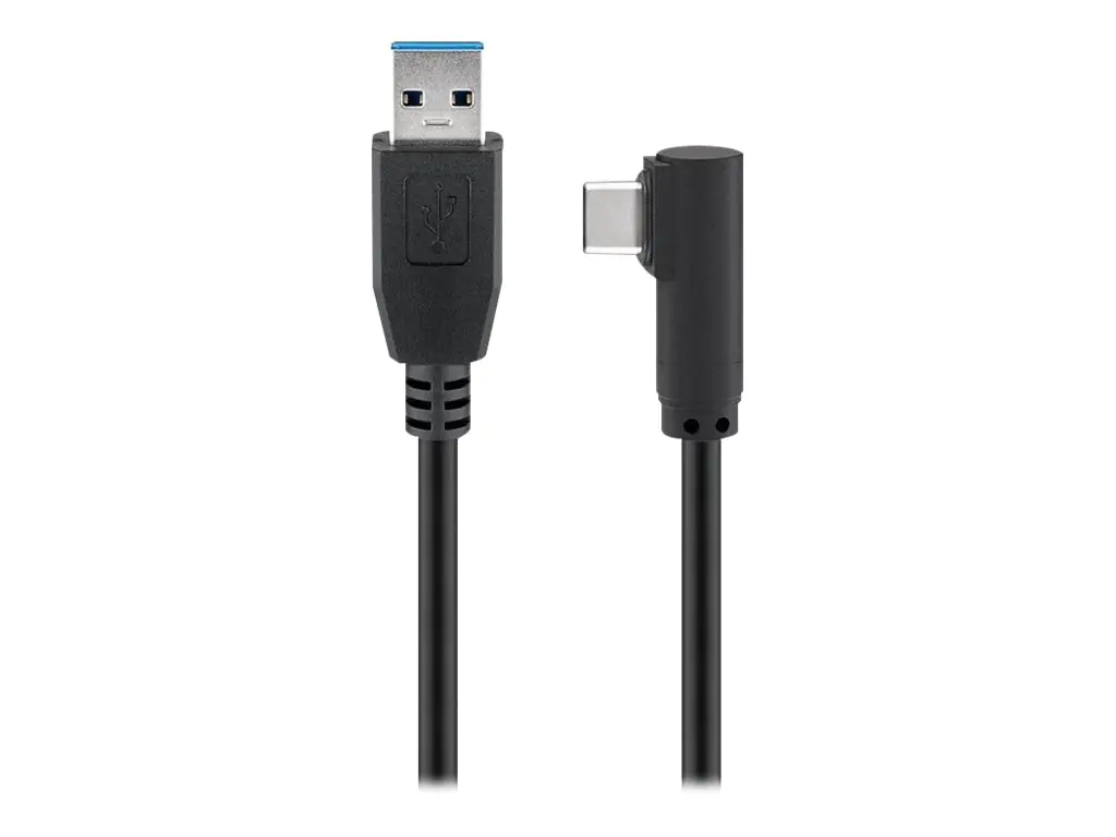 goobay - USB-Kabel - USB Typ A (M) zu USB-C (M) gewinkelt - USB 3.0 - 2 m - rund - Schwarz