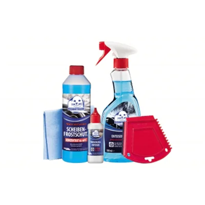 Robbyrob KFZ-Winterset Scheibenfrostschutz bis -60 °C 500 ml, Scheibenenteiserspray 500 ml, Türschloss-Enteiser 50 ml, Klarsichttuch, Eiskratzer Robbyrob KFZ-Winterset Scheibenfrostschutz bis -60 °C 500 ml, Scheibenenteiserspray 500 ml, Türschloss-Enteiser 50 ml, Klarsichttuch, Eiskratzer