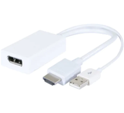 exertis Connect - Adapterkabel - HDMI, USB (nur Strom) männlich gerade zu DisplayPort weiblich gerade - 14 cm - weiß - 4Kx2K30Hz Support