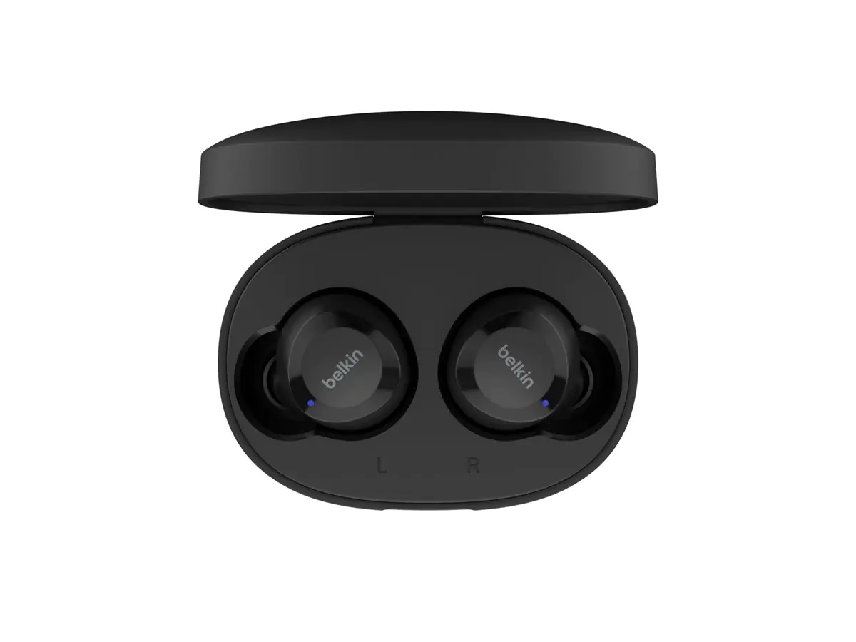 Belkin SoundForm Bolt - True Wireless-Kopfhörer mit Mikrofon - im Ohr - Bluetooth - Schwarz - für Apple iPhone 14, 14 Plus, 14 Pro, 14 Pro Max; Samsung Galaxy S22 5G, S22 Ultra 5G, S22+ 5G
