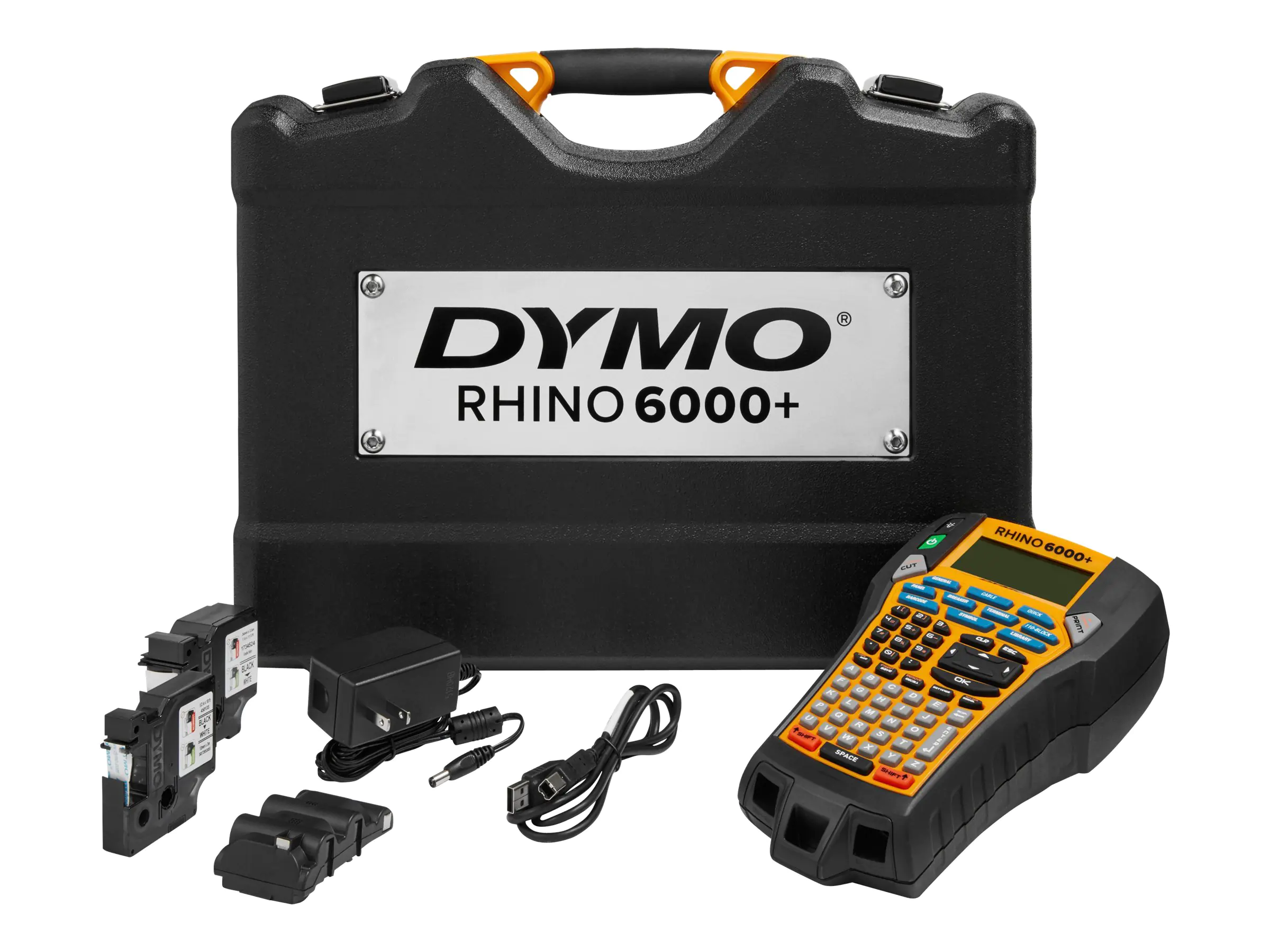 DYMO Rhino 6000+ - Beschriftungsgerät - s/w - Thermotransfer - Rolle (2,4 cm) - USB - Cutter - Schwarz, Gelb