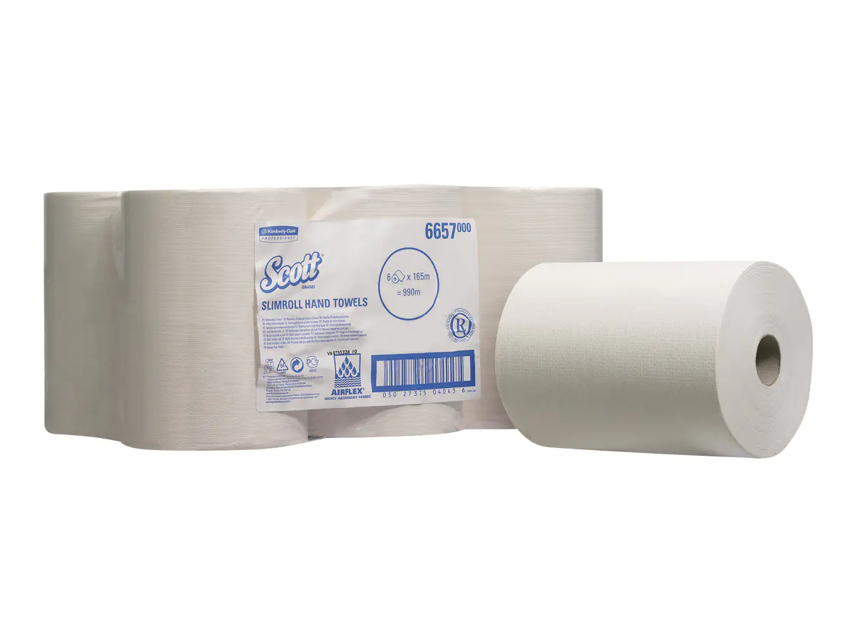 Scott SLIMROLL - Papiertücher - AIRFLEX-Gewebe - Rolle - 165 m - weiß (Packung mit 6) 6657