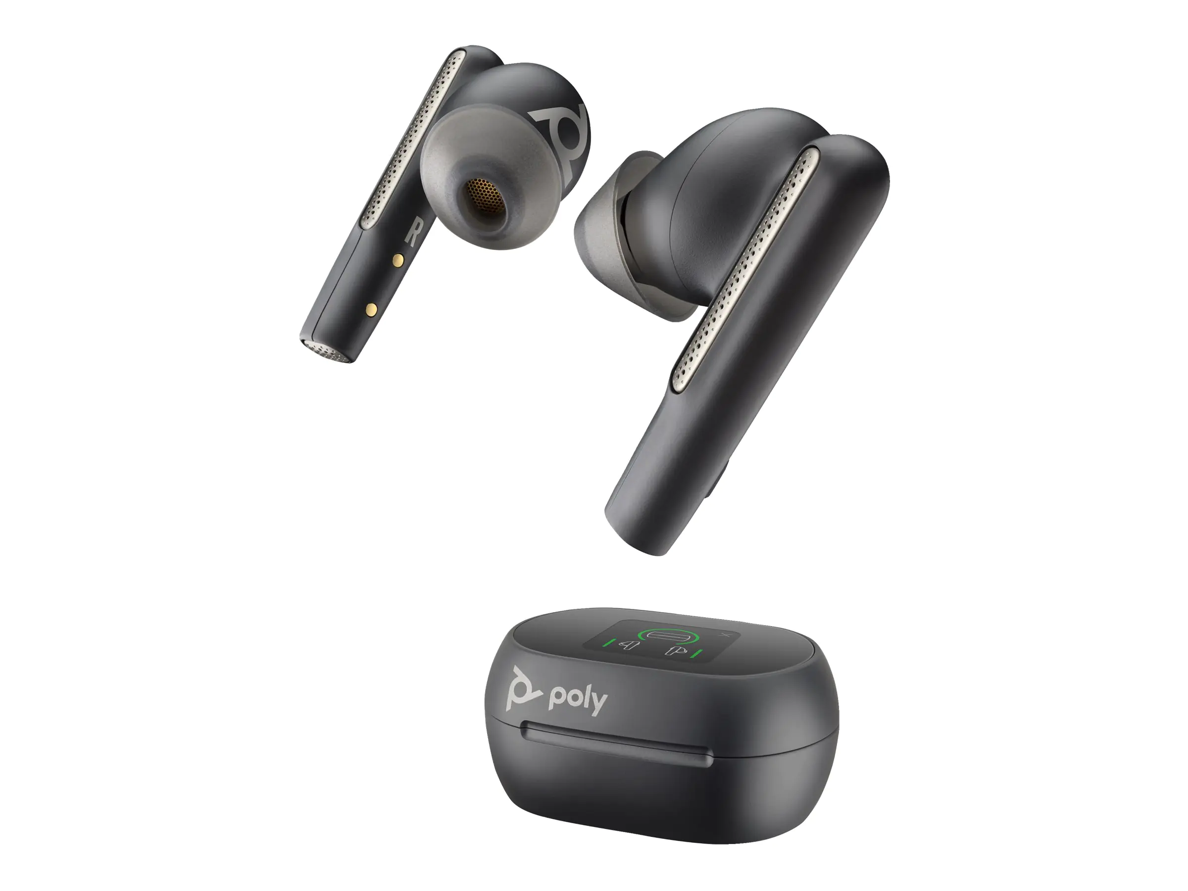 Poly Voyager Free 60+ - True Wireless-Kopfhörer mit Mikrofon - im Ohr - Bluetooth - aktive Rauschunterdrückung - Adapter USB-A via Bluetooth, 3,5 mm Stecker - Carbon Black - Certified for Zoom Rooms