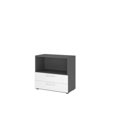 Hammerbacher Regalschrank FlexWall H748xB800xT417mm graphit/weiß Regal u.Schübe VFW28S2KG/G/W/BS