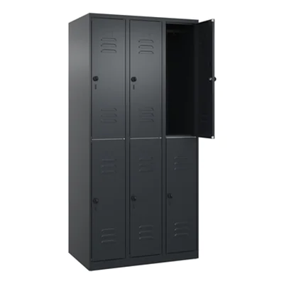 C+P Kleiderspind Classic PLUS 900 x 1.850 x 500 mm (B x H x T) 3 Abteile Stahl schwarzgrau