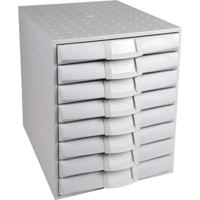 Exacompta Schubladenbox THE SYSTEM 8 Schubladen DIN A4, Überbreite Polystyrol/Polypropylen Gehäusefarbe: lichtgrau Exacompta Schubladenbox THE SYSTEM 8 Schubladen DIN A4, Überbreite Polystyrol/Polypropylen Gehäusefarbe: lichtgrau