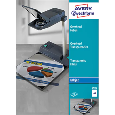 Avery Zweckform Inkjetfolie 2502 DIN A4 transparent 50 St./Pack. Avery Zweckform Inkjetfolie 2502 DIN A4 transparent 50 St./Pack.