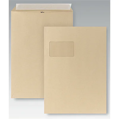 POSTHORN Versandtasche DIN C4 229 x 324 mm (B x H) mit Fenster 110g/m² mit Haftklebung Papier ohne Fadenverstärkung braun 250 St./Pack.