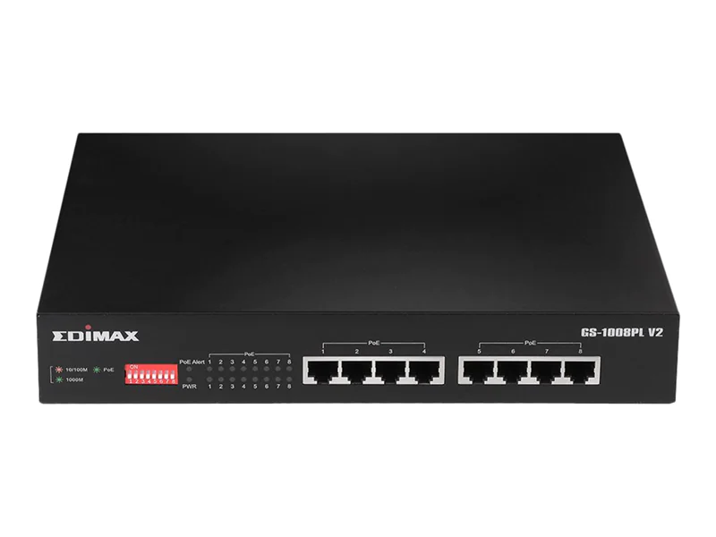 Edimax GS-1008PL V2 - Switch - 8 x 10/100/1000 (PoE+) - Desktop, an Rack montierbar - PoE+ (70 W)