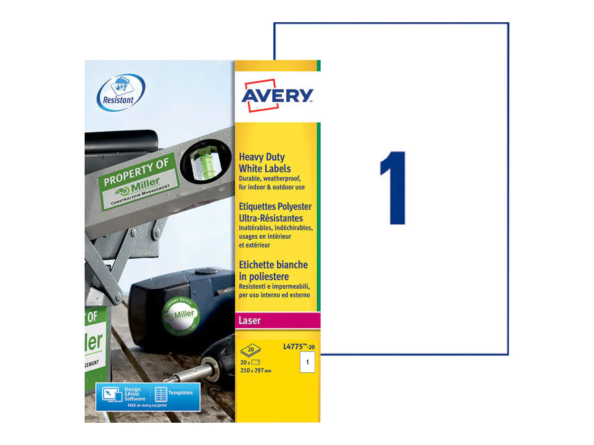 Avery Zweckform Folienetikett L4775-20 210x297mm 20 St./Pack.