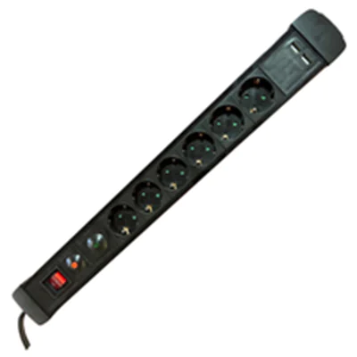 M-CAB Premium Line - Steckdosenleiste - 16 A, with switch - Wechselstrom 220 V - 3680 watt - Ausgangsanschlüsse: 6 (2 x USB, 6 x Typ F) POW0025