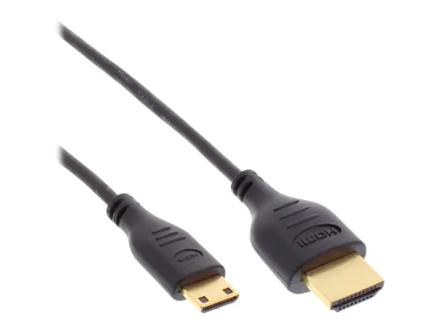 InLine Super Slim High Speed HDMI Cable with Ethernet - HDMI-Kabel mit Ethernet - 19 pin mini HDMI Type C männlich zu HDMI männlich - 1 m - Dreifachisolierung - Schwarz - 4K Unterstützung