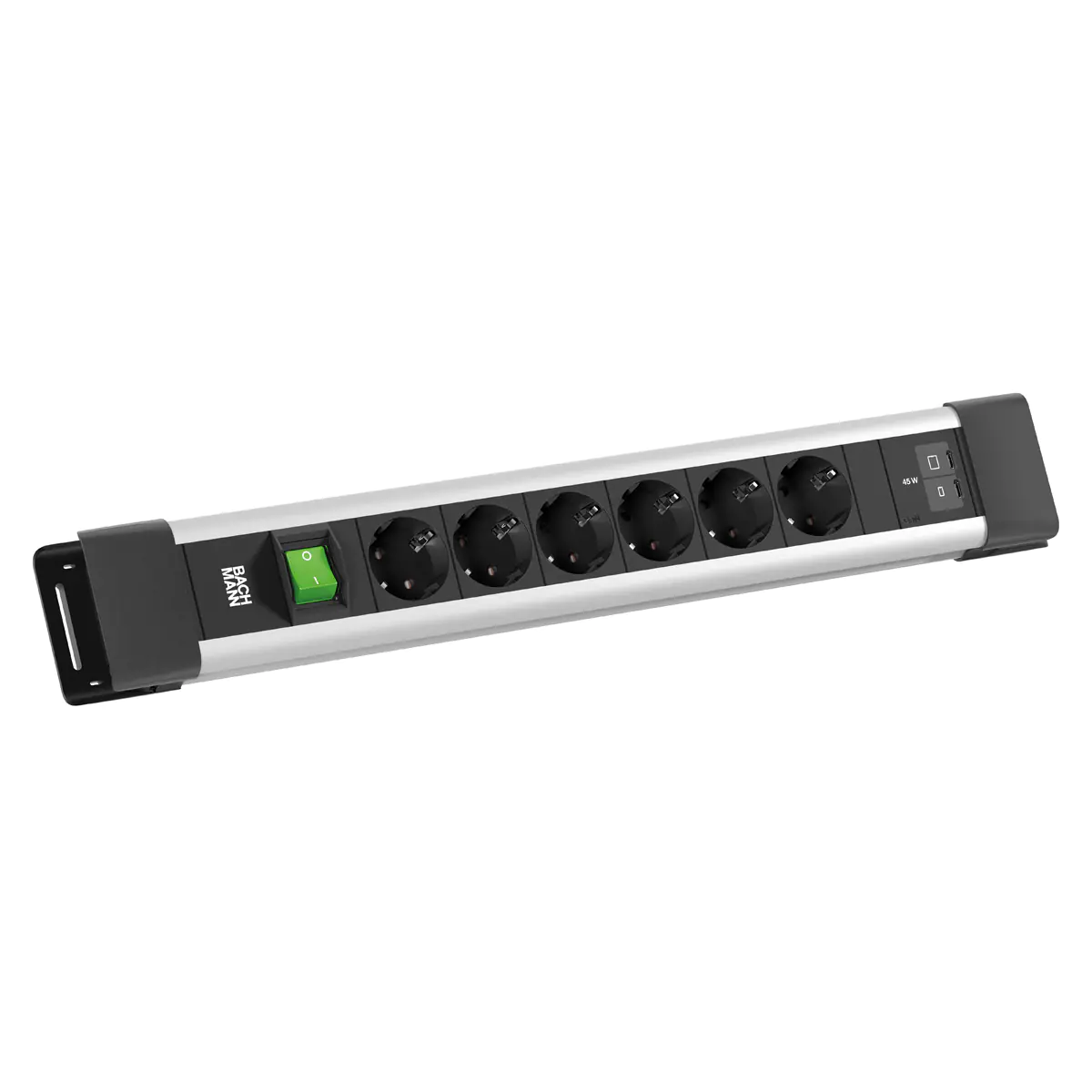Bachmann CONNECTUS 6xCEE7/3 1xSchalter 1xUSB C/C 45W CEE7/7 Grau BM0022770