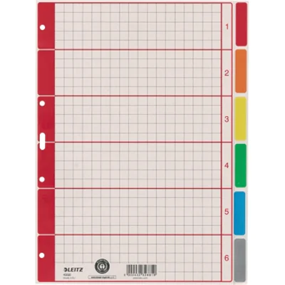 Leitz Register 43500085 blanko DIN A4 6farbig bedruckt Karton grau Leitz Register 43500085 blanko DIN A4 6farbig bedruckt Karton grau