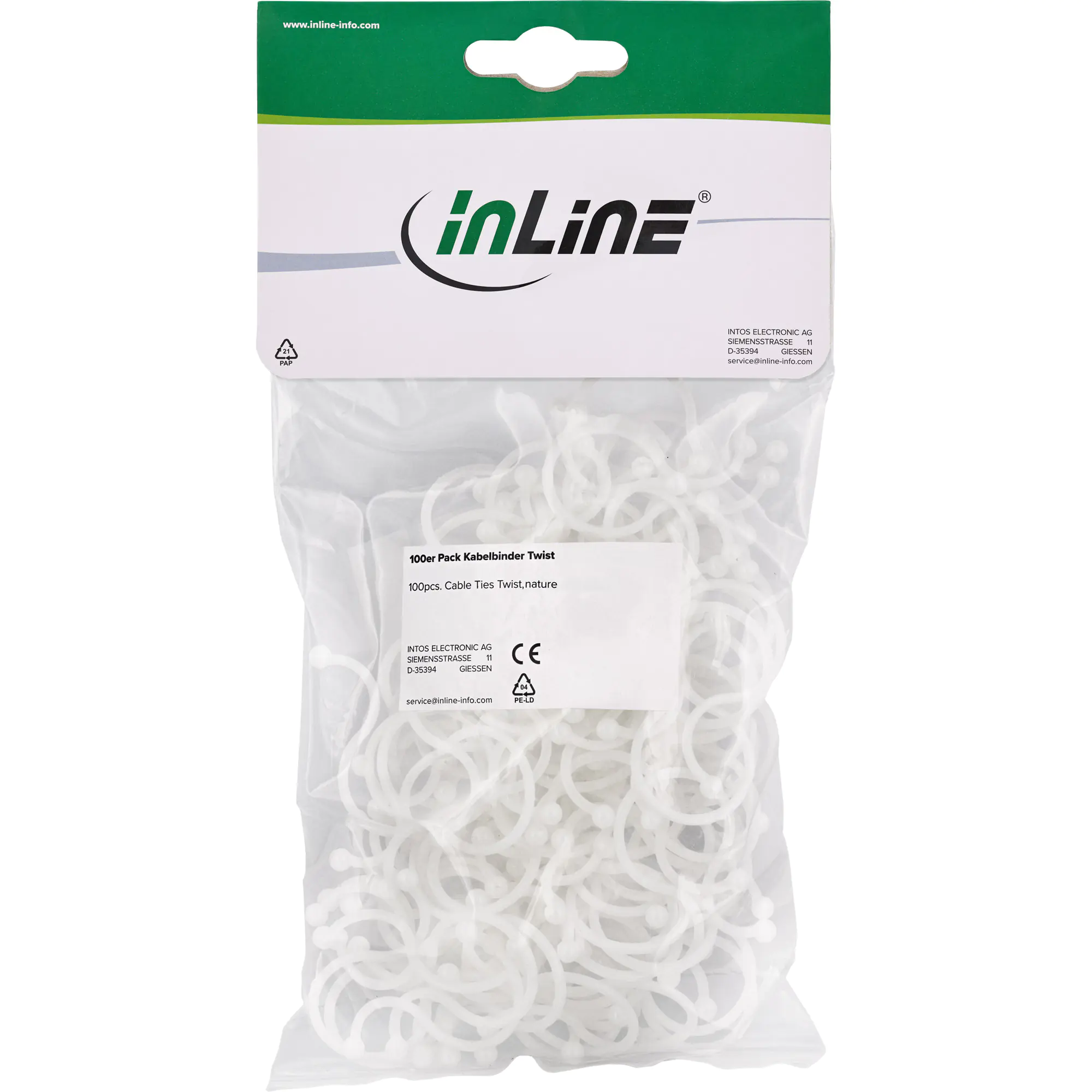 InLine Kabelbinder Twist 26-30mm - natur - 100 Stück