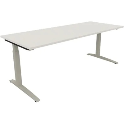 Schreibtisch Kufe Einzels. Quadrat B2000xT800xH650-850 si/Weiß