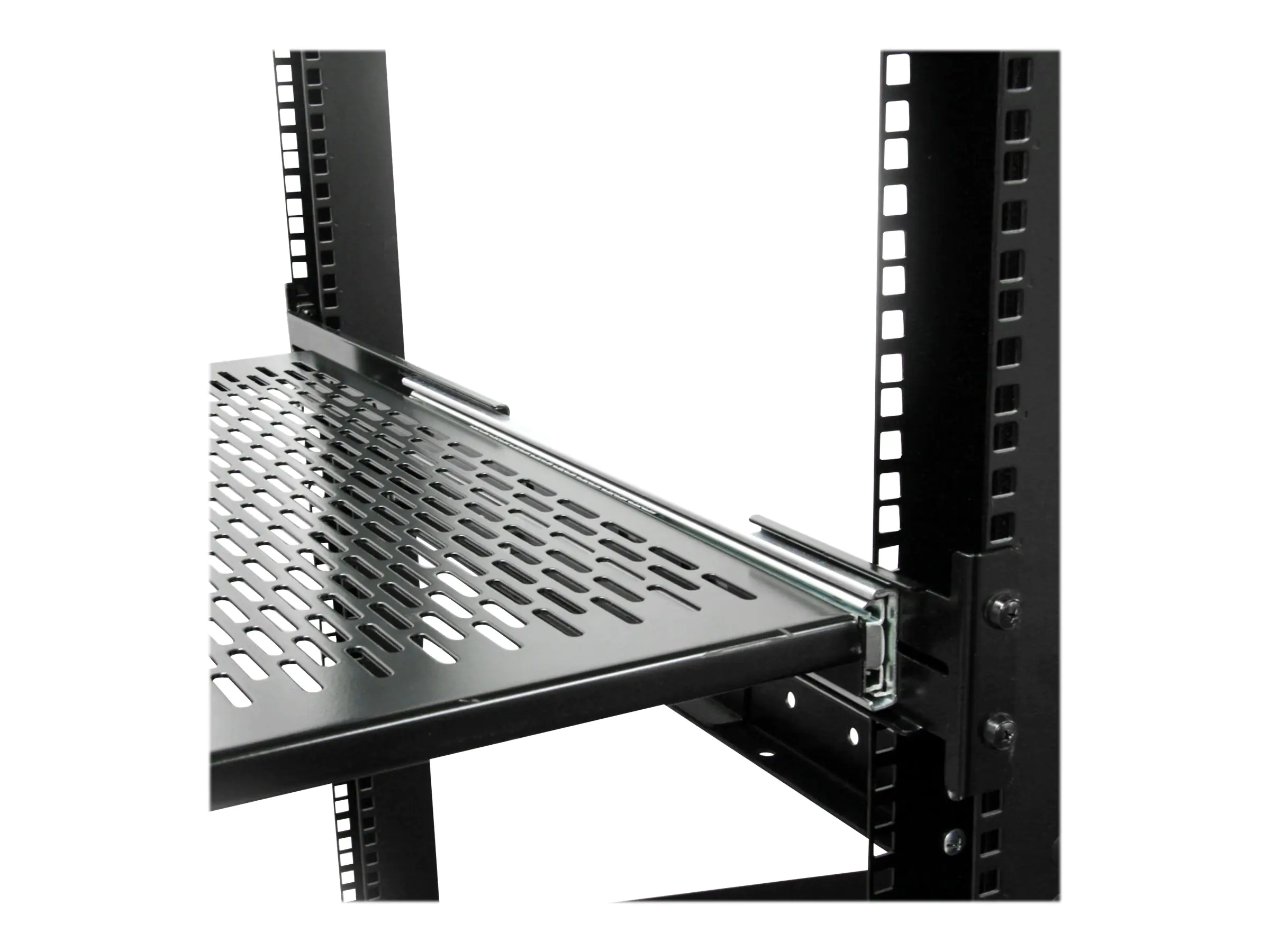 StarTech 2HE ausziehbarer Rack-Fachboden belüftet - 22.7kg - 19 Serverschrank Rack-Shelf - Schwarz - Rack - Regal - 1U - 48.3 cm (19") - für P/N: RK1233BKM, RK2433BKM, RK2537BKM, RK3236BKF, RK4236BKB, RK4242BK24, RK4242BK30