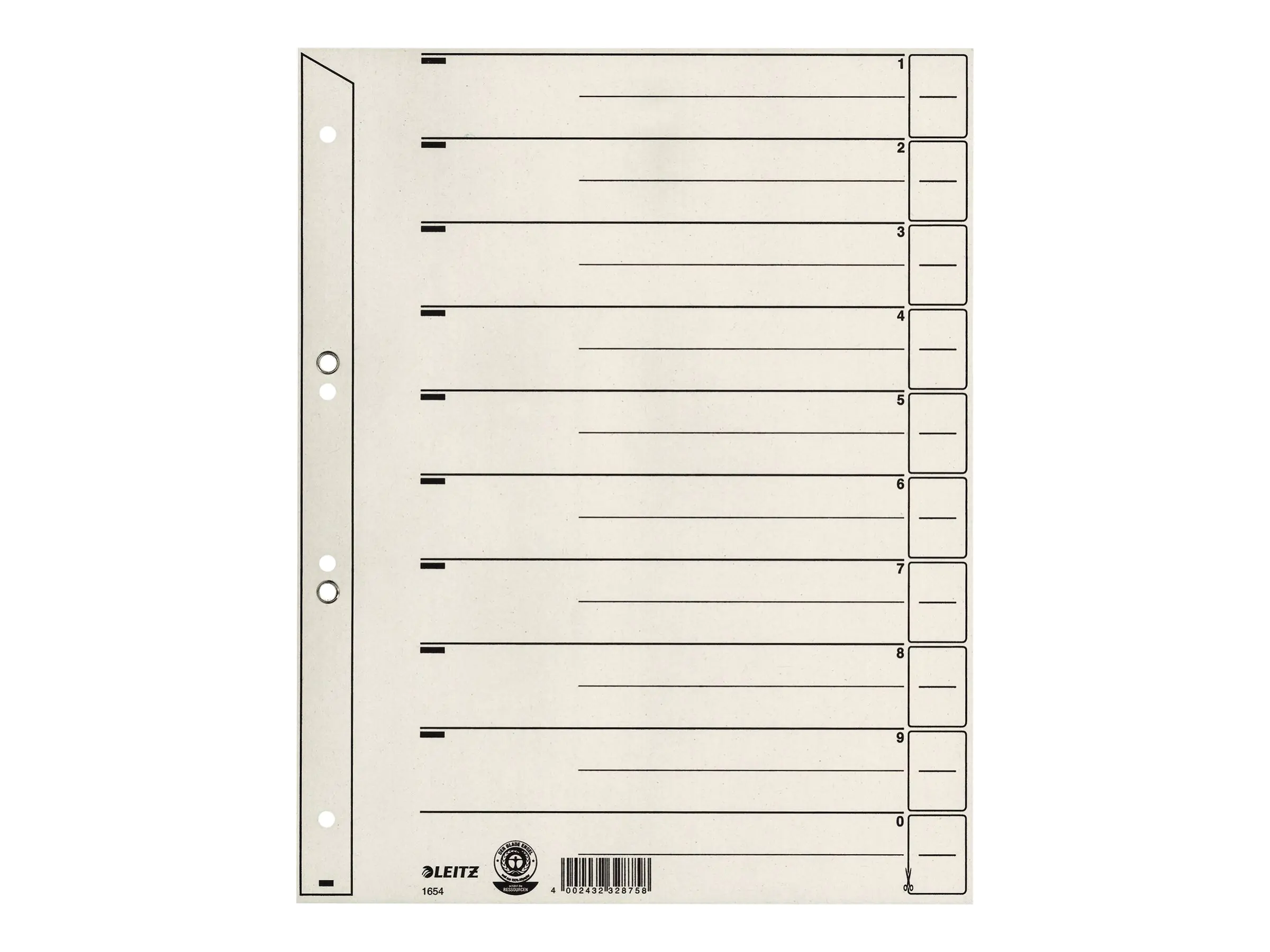 Esselte Leitz Trennelement - 10 Teile - vorgedruckt: 0-9 - für A4 (210 x 297 mm) 16540085