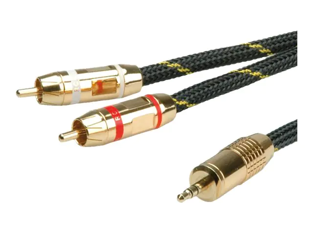 Roline Gold - Audiokabel - mini-phone stereo 3.5 mm männlich zu RCA männlich - 2.5 m - abgeschirmt - Schwarz, Gold