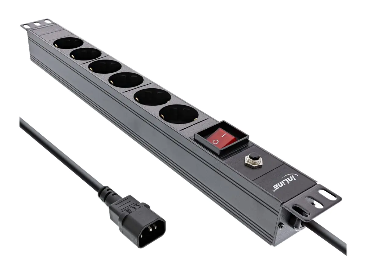 InLine - Steckdosenleiste (Rack - einbaufähig) - 2500 Watt - Eingabe, Eingang IEC 60320 C14 - Ausgangsanschlüsse: 6 (6 x Spannung) - 1U - 48.3 cm (19") - 2 m Schnur - Schwarz, RAL 9004 InLine - Steckdosenleiste (Rack - einbaufähig) - 2500 Watt - Eingabe, Eingang IEC 60320 C14 - Ausgangsanschlüsse: 6 (6 x Spannung) - 1U - 48.3 cm (19") - 2 m Schnur - Schwarz, RAL 9004