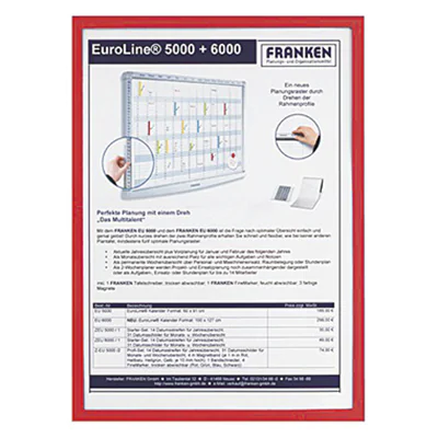 Franken Dokumentenhalter ITSA4S/5 01 A4 0,32mm sk rot 5St. Franken Dokumentenhalter ITSA4S/5 01 A4 0,32mm sk rot 5St.