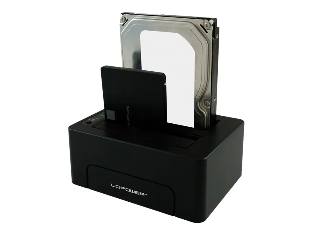 LC Power LC-DOCK-C - HDD-Dockingstation mit Ein/Aus-Schalter Schächte: 2 - 2,5" / 3,5" gemeinsam genutzt (6,4 cm/8,9 cm gemeinsam genutzt) - SATA - USB 3.1 (Gen 2) - Schwarz