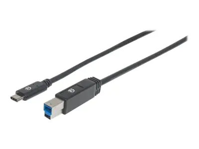 Manhattan USB-C to USB-B Cable, 2m, Male to Male, Black, 5 Gbps (USB 3.2 Gen1 aka USB 3.0)