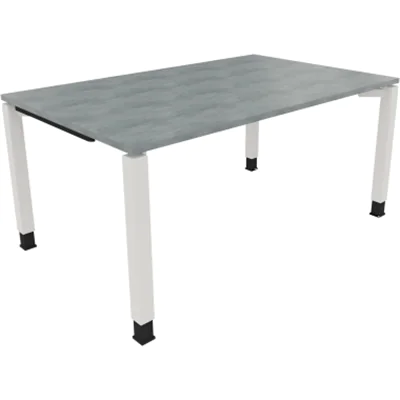 Schreibtisch Vierfuß Quadratrohr B1600xT1000xH680-820 ws/Beton hell