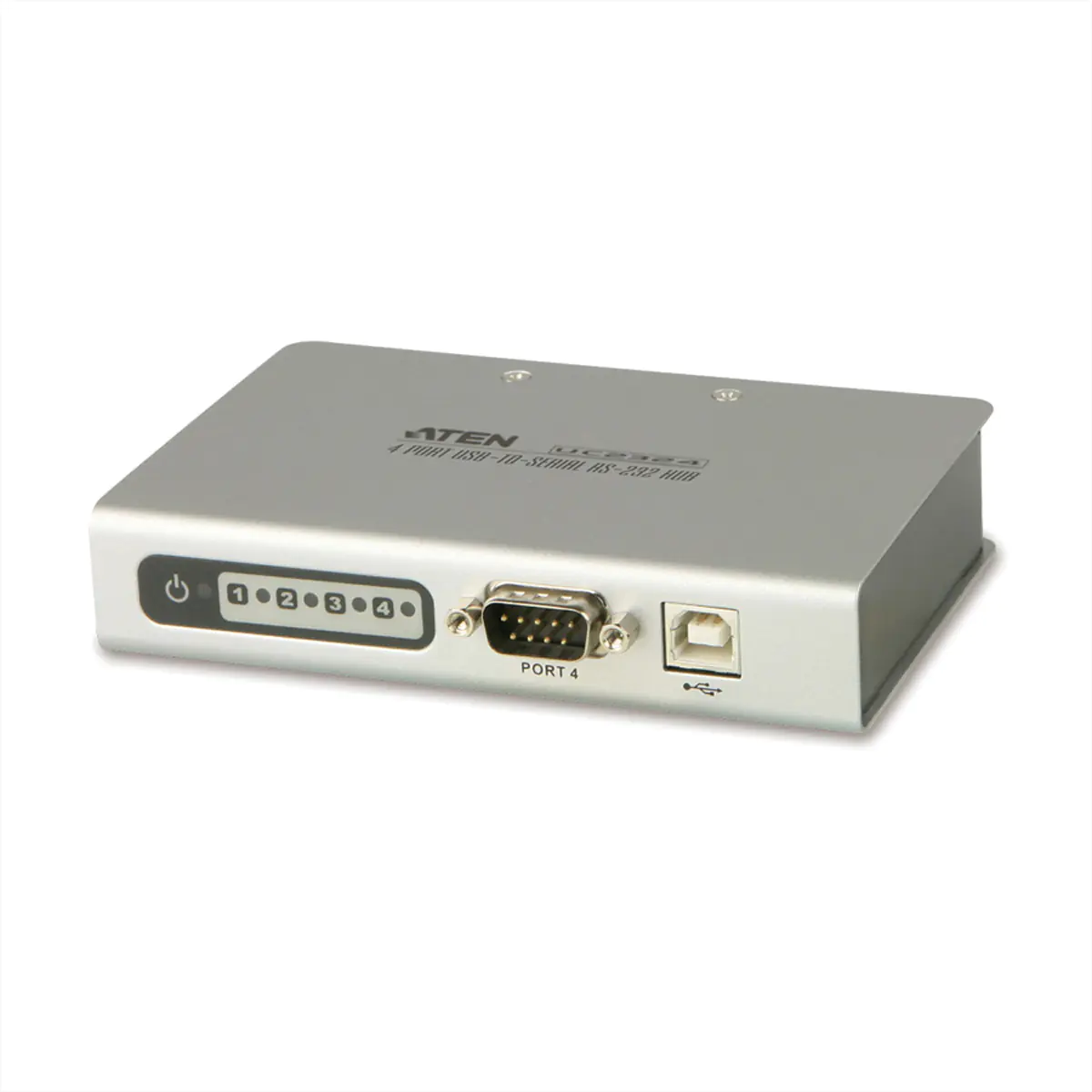 ATEN 4-Port USB auf RS-232 Hub, USB 2.0 Type-B, Metallisch, VGA, Metall, 0,4 W, 0 - 50 °C UC2324