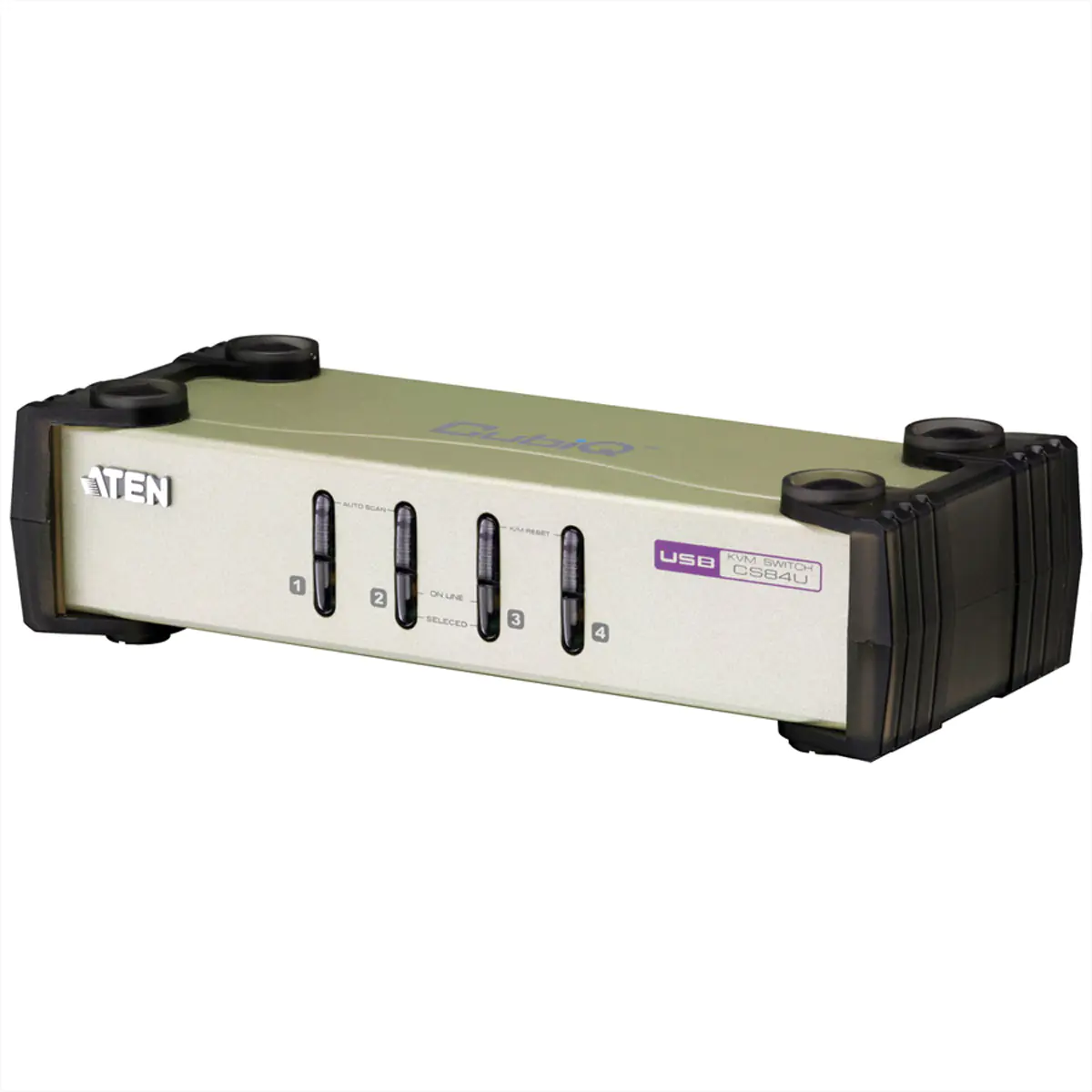ATEN 4-Port-PS/2-USB-VGA-KVM-Switch, 2048 x 1536 Pixel, QXGA, 0,45 W, Schwarz, Grau CS84U