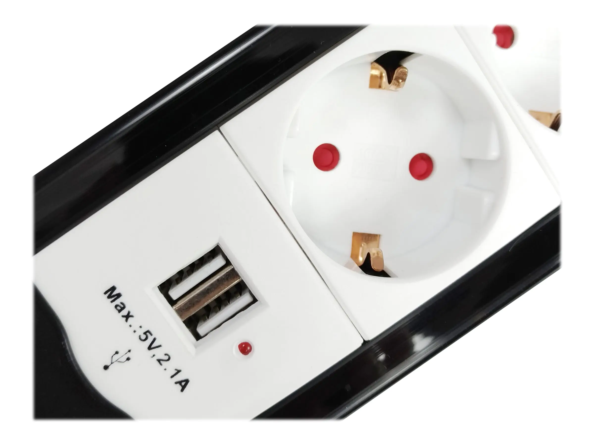 Equip Life - Version 1 - Steckdosenleiste - Wechselstrom 250 V - 3500 Watt - Eingabe, Eingang Typ F - Ausgangsanschlüsse: 4 (2 x USB, 4 x Stecker Typ F) 245553