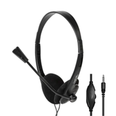 LogiLink Stereo Headset mit Mikrofon schwarz Anschluss 3.5 mm Klinkenstecker integrierter - Hea