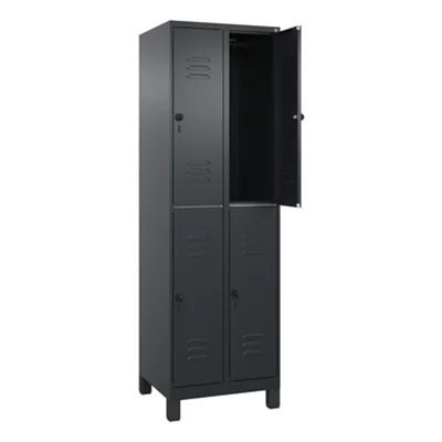 C+P Kleiderspind Classic PLUS 600 x 1.950 x 500 mm (B x H x T) 2 Abteile Stahl schwarzgrau