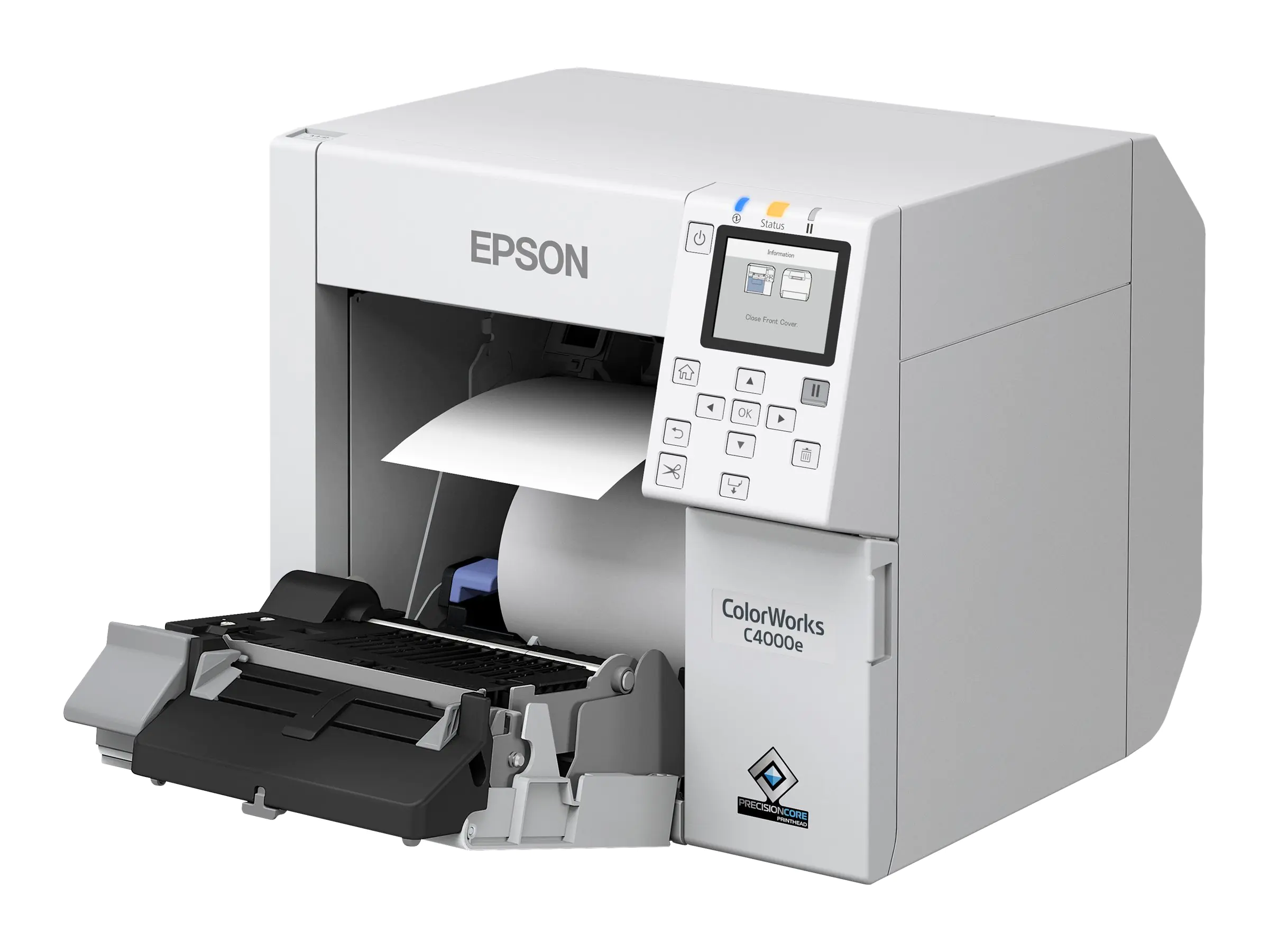 Epson ColorWorks CW-C4000E (MK) - Etikettendrucker - Farbe - Tintenstrahl - Rolle (10,2 cm) - 1200 x 1200 dpi - bis zu 100 mm/Sek. (einfarbig)/ bis zu 100 mm/Sek. (Farbe) - USB, USB-Host - Cutter