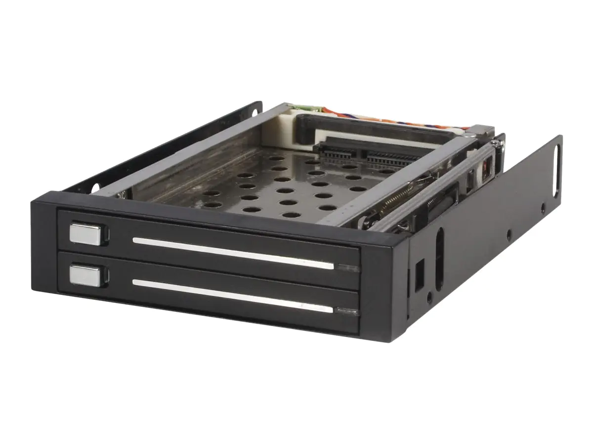 StarTech SATA Wechselrahmen 3,5 Zoll trägerlos - Mobiles Festplatten Speicher Rack für 2x 6,4cm (2,5) Hot Swap HDD in Schwarz - Laufwerksschachtadapter - Schwarz