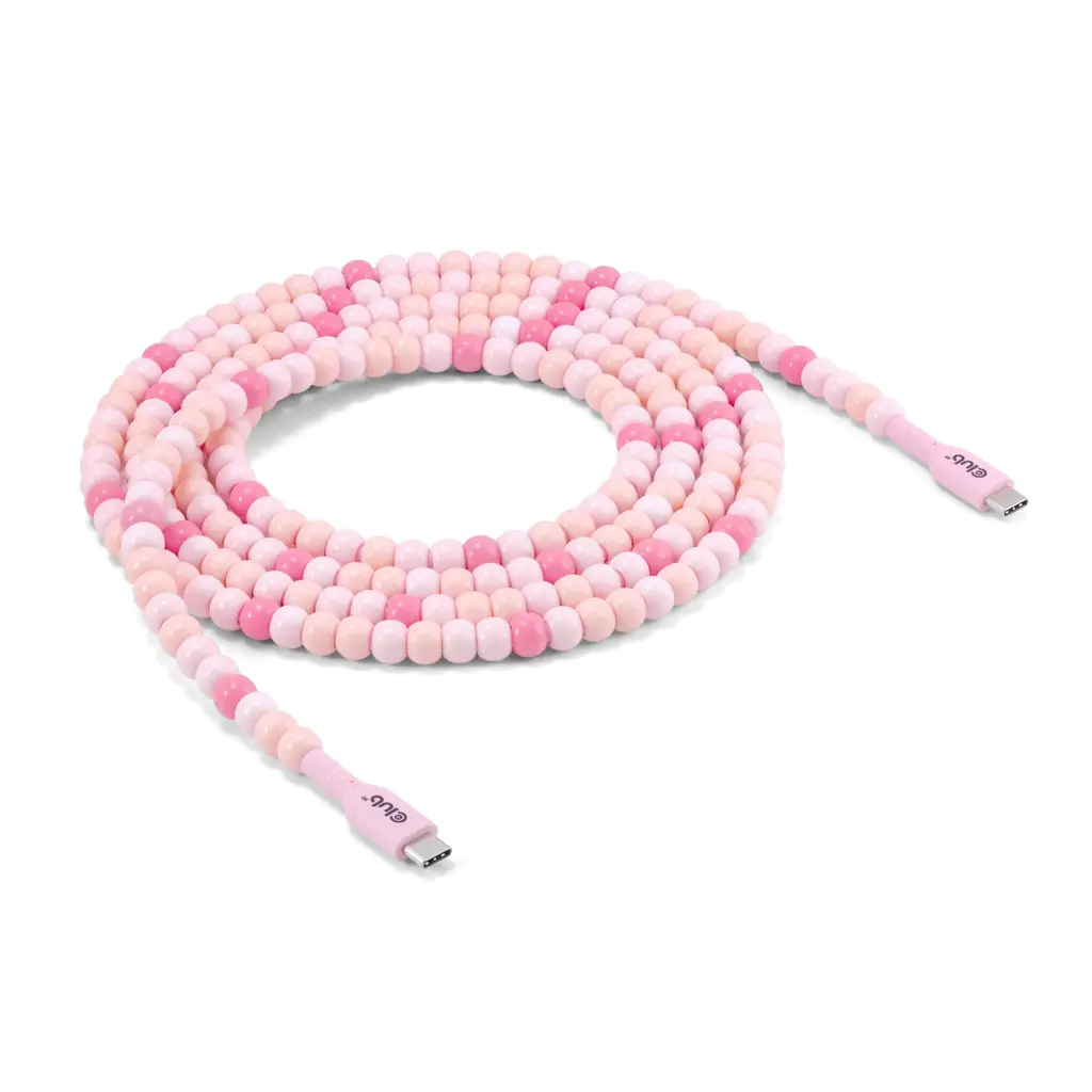 Club 3D Lifestyle USB-C Perlen-Kabel PD60W 480Mbps 2m rosa retail - Kabel - Digital/Daten