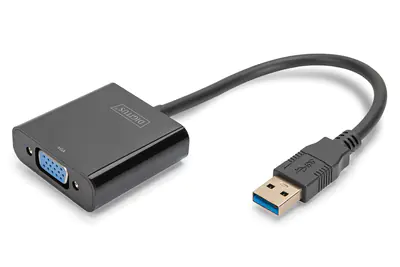 DIGITUS USB 3.0 to VGA Adapter - Externer Videoadapter - USB 3.0 - VGA - Schwarz